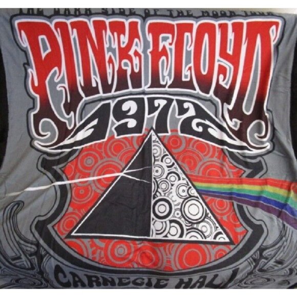 New Pink Floyd 1972 Tour Poster Fleece Sherpa Back Gift Throw Blanket Dark Side - Picture 2 of 5